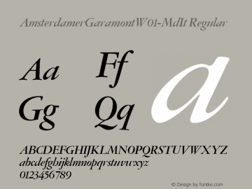 Amsterdamer Garamont W01 Md It Version 1.1 Font Sample