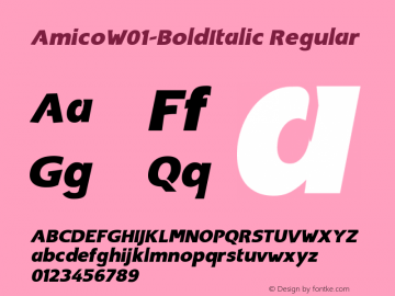 Amico W01 Bold Italic Version 1.00 Font Sample