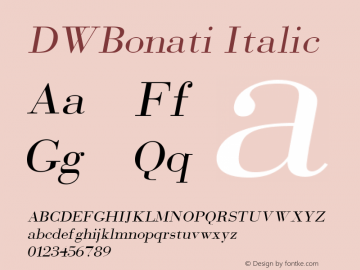 DWBonati Italic 10/24/2002 Font Sample