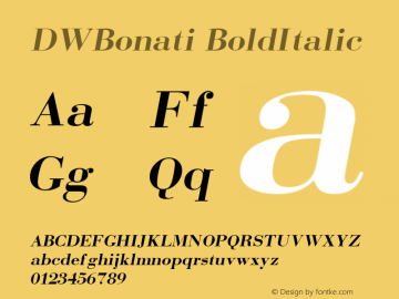 DWBonati BoldItalic 10/24/2002 Font Sample