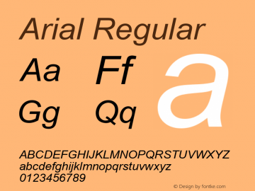 Arial W01 Italic Version 6.87 Font Sample
