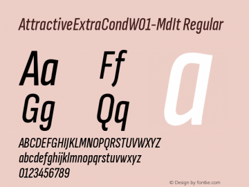 AttractiveExtraCond W01 MdIt Version 3.001 Font Sample