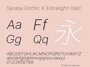 Sarasa Gothic K Xlight Italic Version 0.18.4; ttfautohint (v1.8.3)图片样张