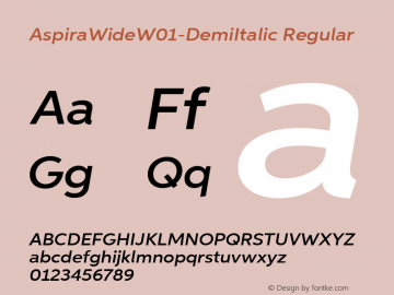 Aspira Wide W01 Demi Italic Version 1.5 Font Sample