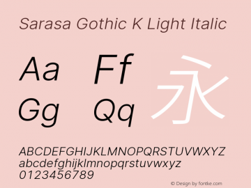 Sarasa Gothic K Light Italic Version 0.18.4; ttfautohint (v1.8.3)图片样张