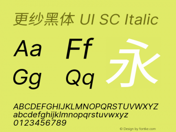 更纱黑体 UI SC Italic  Font Sample