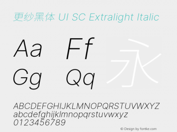 更纱黑体 UI SC Xlight Italic 图片样张