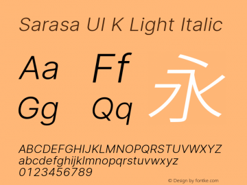 Sarasa UI K Light Italic Version 0.18.4; ttfautohint (v1.8.3) Font Sample