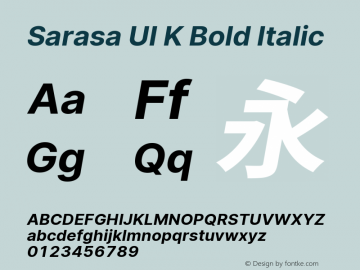 Sarasa UI K Bold Italic Version 0.18.4; ttfautohint (v1.8.3) Font Sample