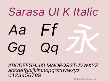 Sarasa UI K Italic Version 0.18.4; ttfautohint (v1.8.3) Font Sample