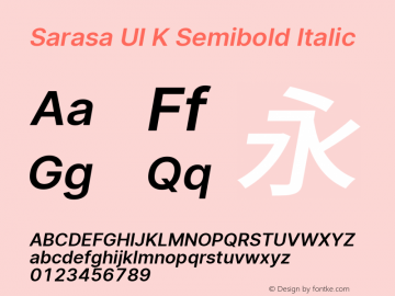 Sarasa UI K Semibold Italic Version 0.18.4; ttfautohint (v1.8.3) Font Sample