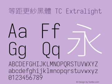 等距更紗黑體 TC Xlight 图片样张