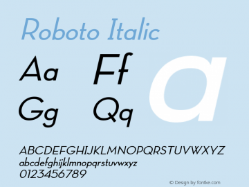 Roboto Italic Version 2.00 June 3, 2016 Font Sample