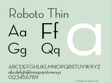 Roboto Thin Version 2.00 June 3, 2016 Font Sample