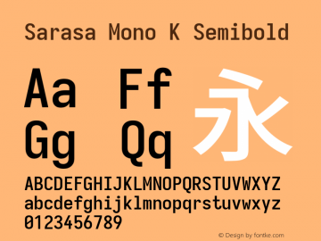Sarasa Mono K Semibold Version 0.18.7; ttfautohint (v1.8.3) Font Sample