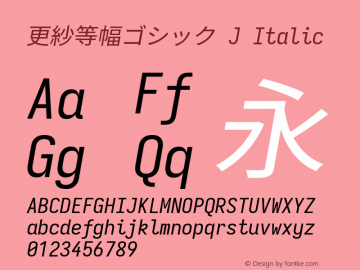 更紗等幅ゴシック J Italic  Font Sample