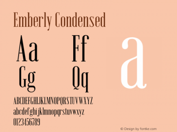 Emberly Condensed Version 1.000 Font Sample