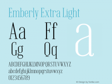 Emberly Extra Light Version 1.000 Font Sample