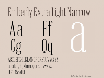 Emberly Extra Light Narrow Version 1.000 Font Sample