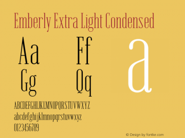 Emberly Extra Light Condensed Version 1.000 Font Sample
