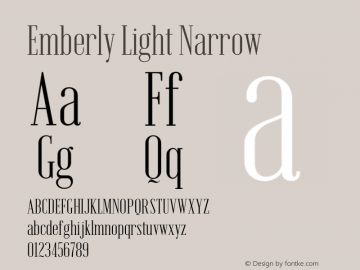 Emberly Light Narrow Version 1.000 Font Sample