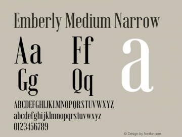 Emberly Medium Narrow Version 1.000 Font Sample