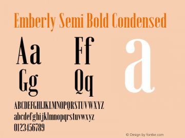Emberly Semi Bold Condensed Version 1.000 Font Sample