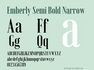 Emberly Semi Bold Narrow Version 1.000 Font Sample