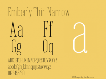 Emberly Thin Narrow Version 1.000 Font Sample