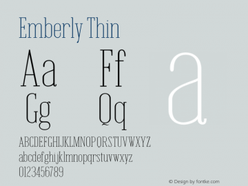 Emberly Thin Version 1.000 Font Sample