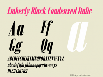 Emberly Black Condensed Italic Version 1.000 Font Sample