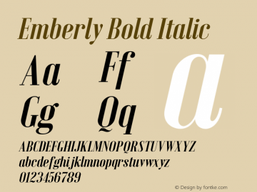 Emberly Bold Italic Version 1.000 Font Sample