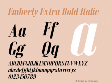 Emberly Extra Bold Italic Version 1.000 Font Sample