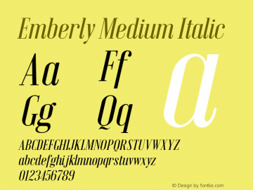 Emberly Medium Italic Version 1.000 Font Sample