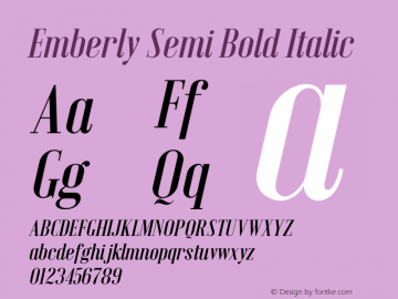 Emberly Semi Bold Italic Version 1.000 Font Sample