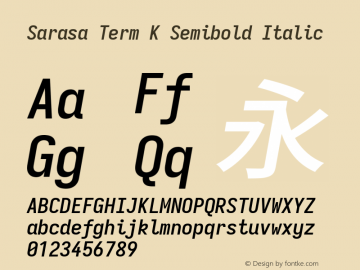 Sarasa Term K Semibold Italic Version 0.18.7; ttfautohint (v1.8.3) Font Sample