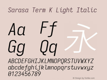 Sarasa Term K Light Italic Version 0.18.7; ttfautohint (v1.8.3) Font Sample