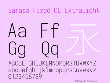 Sarasa Fixed CL Xlight  Font Sample