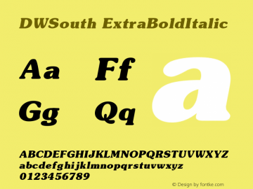 DWSouth ExtraBoldItalic 10/26/2002 Font Sample