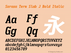 Sarasa Term Slab J Bold Italic  Font Sample