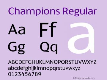 Champions Regular Version 4.004; ttfautohint (v1.8) Font Sample