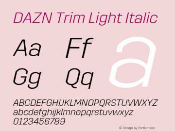 DAZN Trim Light Italic Version 2.700图片样张