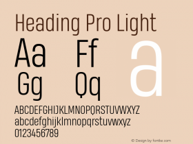 Heading Pro Light Version 1.001 Font Sample