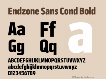 Endzone Sans Cond Bold Version 1.000 Font Sample