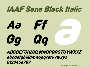 IAAF Sans Black Italic Version 1.001;November 20, 2019;FontCreator 11.5.0.2430 64-bit Font Sample