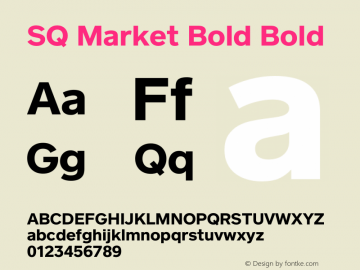 SQ Market Bold Version 3.006 Font Sample