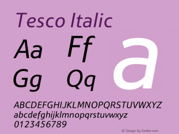 Tesco Italic Version 1.00 Font Sample