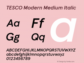 TESCO Modern Medium Italic Version 1.001; ttfautohint (v1.5) Font Sample