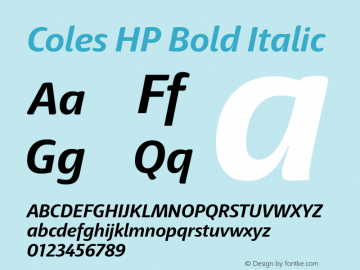 Coles Haptic Bold Italic Version 1.200图片样张