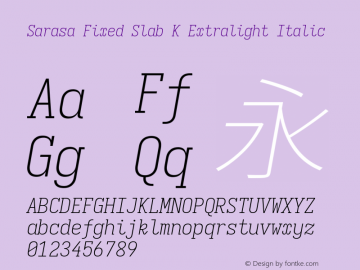 Sarasa Fixed Slab K Xlight Italic Version 0.18.7; ttfautohint (v1.8.3)图片样张